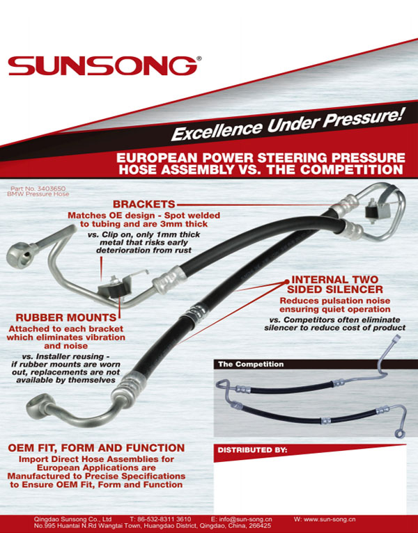 PM427 Sunsong European Power Steering Pressure Hose Assembly Competition